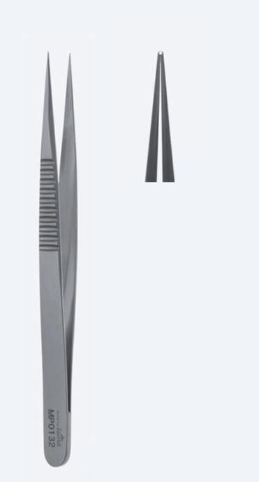 Пінцети, хірургіч. Pierce, мікро, для зав'язування шовного матеріалу, прямі, гладкий кінчик 0,3 мм, довжина 135 мм. Бренд - Asanus Medizintechnik Gmb, Німеччина